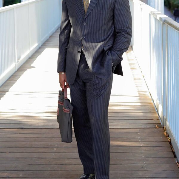 Men's Classic Striped Suit High Waist Pants Set