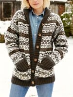 Polyester Tribal Knit Sweater Women's Knitted Sweater - Image 4