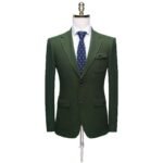 Green Velvet Business Casual Suit Men - Image 2