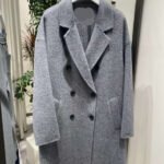 Gray Double Breasted Slimming Woolen Coat Outerwear - Image 2