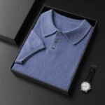 Men's Elbow-sleeved Top Polo Collar Cashmere T-shirt - Image 8
