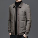 Padded Coat Lapel Round Hem Jacket