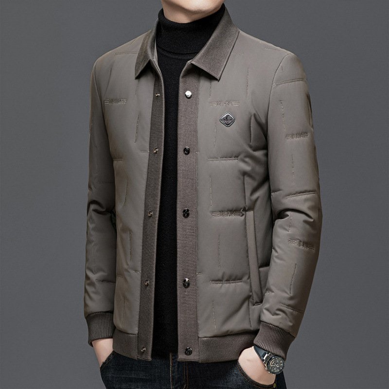 04d15b14-a49b-418a-b1e5-2888d1752f04-7.jpg Padded Coat Lapel Round Hem Jacket - Image 1