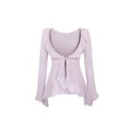 Apricot Knitted Sling Purple Knitted Cardigan Knitted Stitching Cake Dress - Image 4