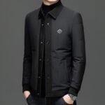 Padded Coat Lapel Round Hem Jacket - Image 3