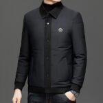 Padded Coat Lapel Round Hem Jacket - Image 5