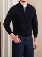 Slim-fit Lapel Polo Shirt Wool Knitted T-shirt - Image 3