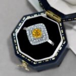 European And American Sterling Silver Female Ring Yellow Zircon