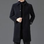 Temperament Lapel With Velvet Men's Woolen Coat