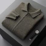 Pure Wool Cardigan Men's Knitted Turn-down Collar Coat - Image 4