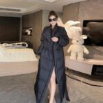 Retro Elegant Lapel Long Lace Up Down Cotton-padded Jacket - Image 4