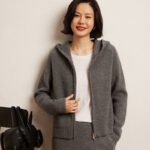 Women's Cashmere Hooded Zip Cardigan Sweater