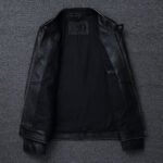 Men's Stand Collar Retro First Layer Cowhide Coat Jacket - Image 3