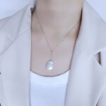 Freshwater Pearl Shaped Baroque Pendant 925 Sterling Silver Button Necklace