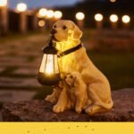 LED Solar Light Dog Lantern Sculpture Resin Craft Ornament Home Porch Decor Garden Solar Powered LED Light Dog Statues - Image 4
