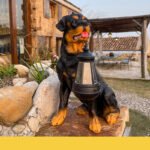 LED Solar Light Dog Lantern Sculpture Resin Craft Ornament Home Porch Decor Garden Solar Powered LED Light Dog Statues - Image 5