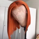 Gradient Color Short Bob Wig Orange Lace Front Human Hair Wig - Image 5