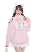 Cat Striped Scarf Sweater Loose Casual Sweater - Image 7