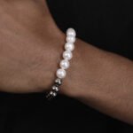 Natural Freshwater Pearl Splicing Round Pearl Men's Titanium Steel Bracelet - Image 5