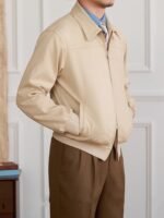 Suede Bomber Jacket Men's Casual Turn-down Collar Coat - Image 4