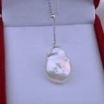 Freshwater Pearl Shaped Baroque Pendant 925 Sterling Silver Button Necklace - Image 7