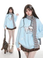 Cat Striped Scarf Sweater Loose Casual Sweater - Image 3