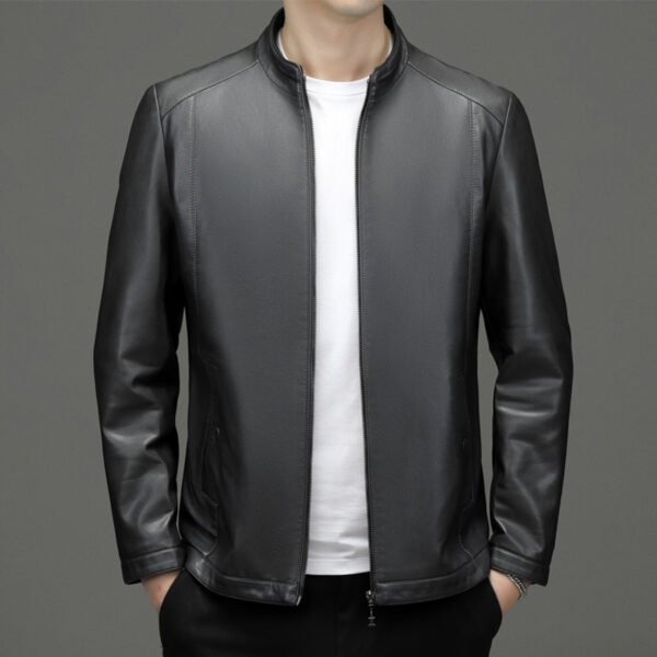 Men's Business Fleece Padded Casual Leather Jacket