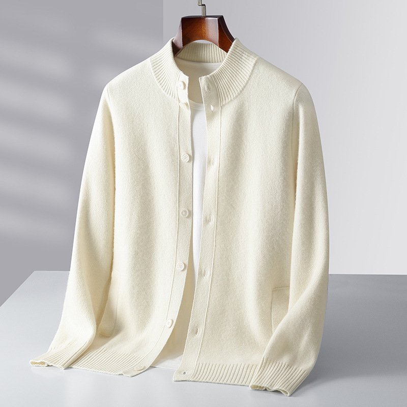 1d885d16-06c7-4a42-9b93-887e13ccab8b-7.jpg Pure Wool Men's Stand Collar Simple Sweater - Image 1