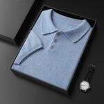 Men's Elbow-sleeved Top Polo Collar Cashmere T-shirt - Image 9