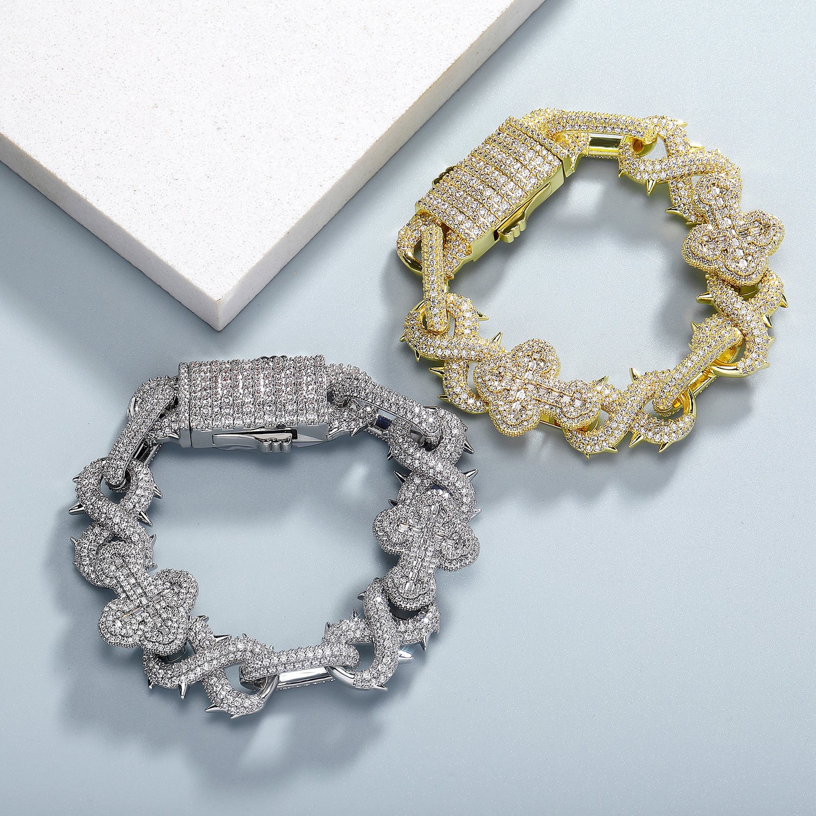 22f56f9e-f167-42a7-87cf-65df6051aed9-1.jpg European Hip Hop 8 Words Thorns Cuban Link Chain Full Diamond - Image 1