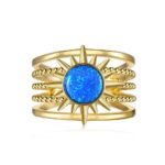 S925 Sterling Silver Opal Ring Female Sun Design Ins Style - Image 9