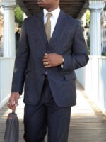 Men's Classic Striped Suit High Waist Pants Set - Image 2