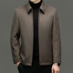 Men's Casual Polo Collar Woolen Jacket Woolen Coat Men's Clothing - Image 4