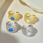 S925 Sterling Silver Opal Ring Female Sun Design Ins Style