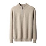 Men's Half-high Collar Loose Half Zipper Solid Color Pullover Sweater - Image 6