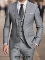 Men's Suit Set Wedding Host Business Three-piece Set - Image 8