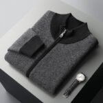 Cashmere Thickened Men's Half Turtleneck Zipper Knitted Cardigan - Image 4