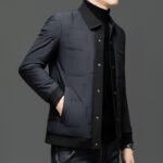 Padded Coat Lapel Round Hem Jacket - Image 4