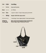 Niche Premium Black Large Capacity Leather One-shoulder Bucket Bag - Image 5