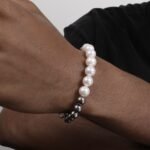 Natural Freshwater Pearl Splicing Round Pearl Men's Titanium Steel Bracelet - Image 4
