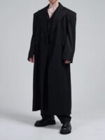 Black Double-breasted Oversized Long Coat