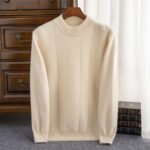High Sense Autumn And Winter New Cashmere Sweater Men's Round Neck Striped Double Thick Sweater Casual Solid Color Bottoming Shirt - Image 6