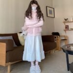 Plush Big Swing Mid-length High Waist Elastic Skirt - Image 4