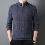 Half Zipper Thickening Thermal Head Cover Knitted Inner Match Woolen Sweater - Image 3