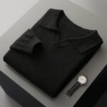New Polo Collar Knitted Long Sleeve Sweater Male - Image 3