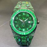 Hip Hop Men's Fashion Green Full Rhinestone Quartz Watch - Image 6