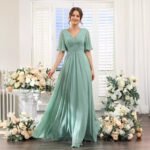 Split Mixed Satin Banquet Evening Long Dress