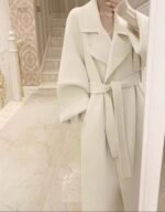 Women's Lace-up Long Elegant Woolen Coat - Image 9