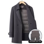 Double-sided Wool Overcoat Men's Mid-length Suit Collar Woolen Coat - Image 4