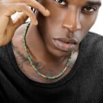 Women's Vintage Speckled Green Stone Beaded Necklace